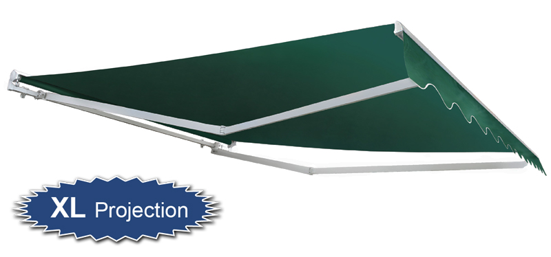 3.5m Half Cassette Manual Awning, Plain Green (4.0m Projection)